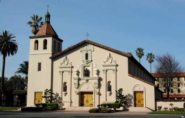The famous Mission Santa Clara de Asís which now functions as the university chapel for Santa Clara University