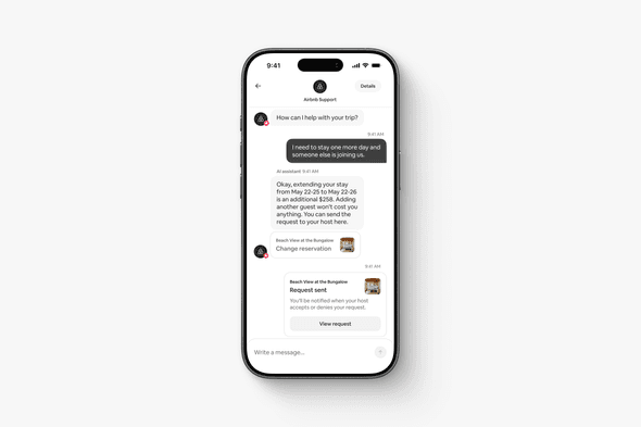 Airbnb's AI support assistant — rated best in travel — handles reservation changes, pricing queries, and guest requests without host involvement. It's now available in 11 languages, with voice support coming later this year.