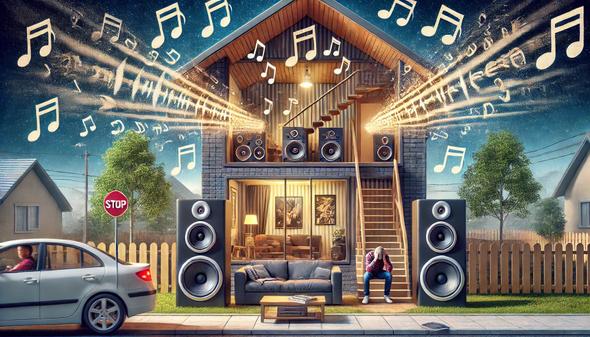 Showcasing the impact of loud music on neighbors, emphasizing the need to prevent noise complaints in Airbnb rentals to keep the peace.