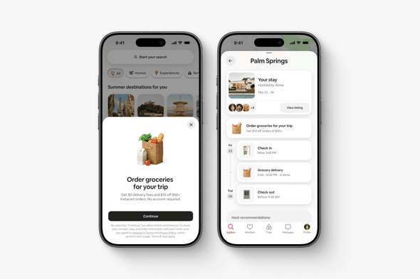 Grocery delivery through Instacart is now built into the trip itinerary — and in select cities, hosts can pre-stock the home before guests arrive, turning a platform feature into a genuine hospitality moment.