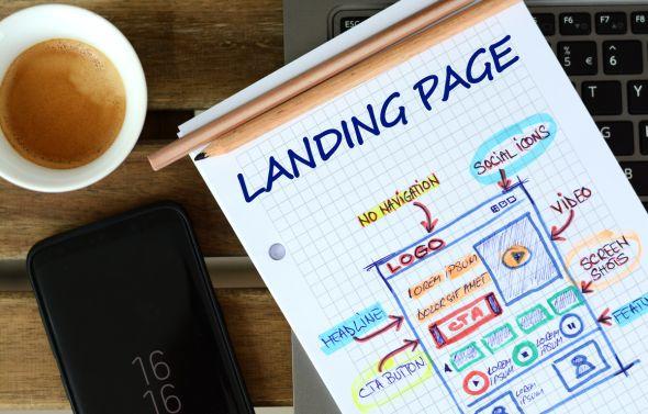 Drawing of a landing page UI.
