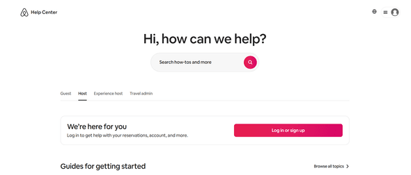 The Airbnb Help Center is a self-service hub with FAQs and how-to guides that help hosts quickly resolve common issues without needing to contact customer service.