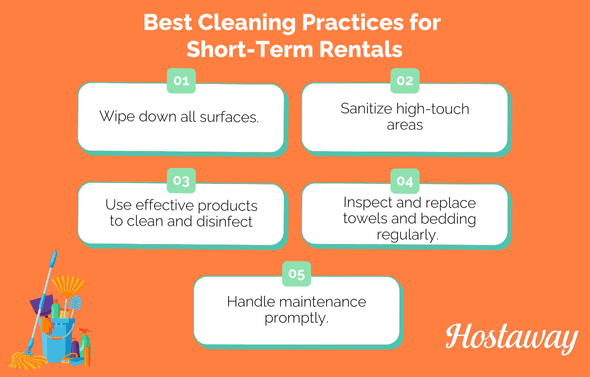 Infographic illustrating essential cleaning methods for short-term rental success.
