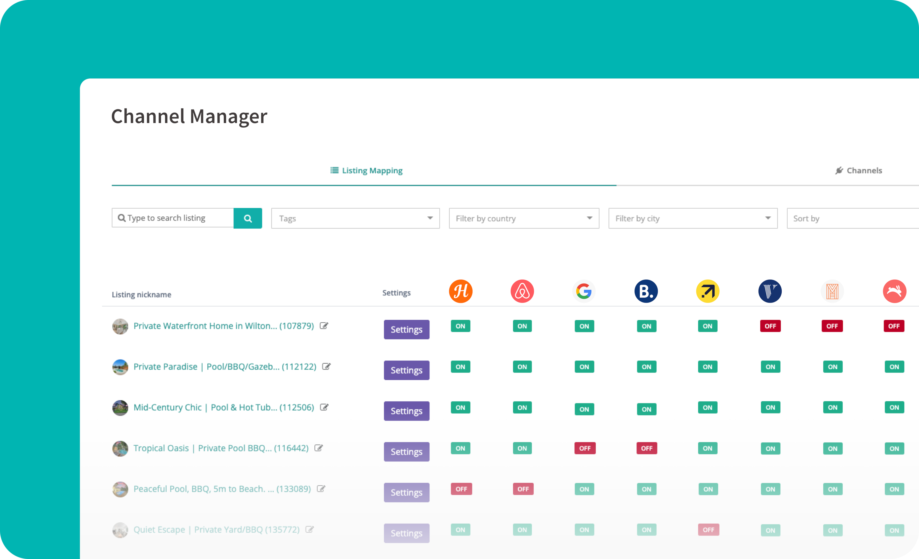 Hostaway airbnb rental management software features the best channel manager in the vacation rental industry. You can avoid double bookings thanks to our premiere and preferred connectivity status with Airbnb, Vrbo and more.