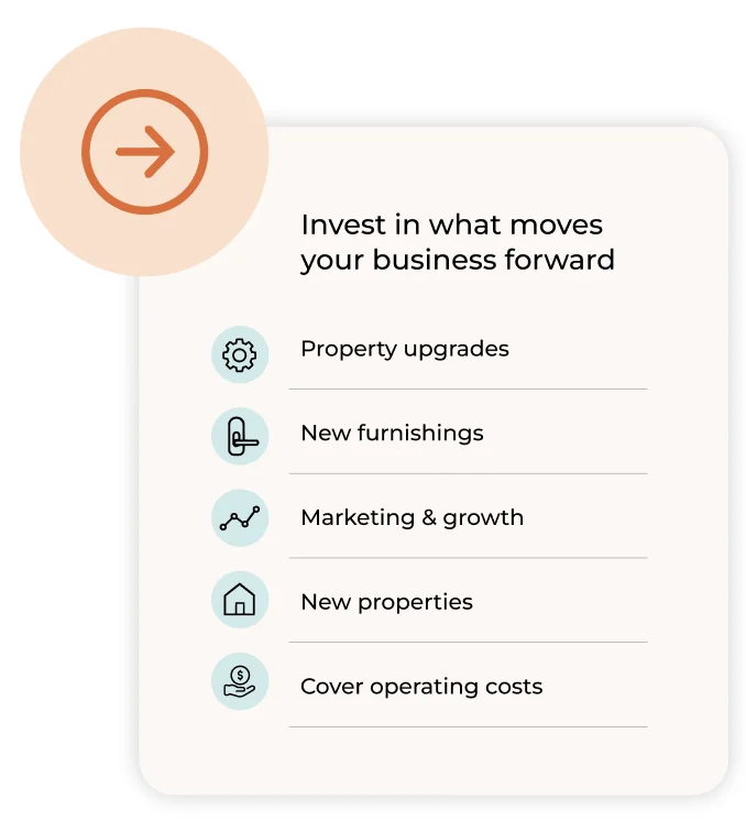 Hostaway Capital funding options in the dashboard