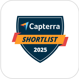 Badge de premio Capterra Shortlist 2025 - Hostaway reconocido como software líder de gestión de alquileres vacacionales