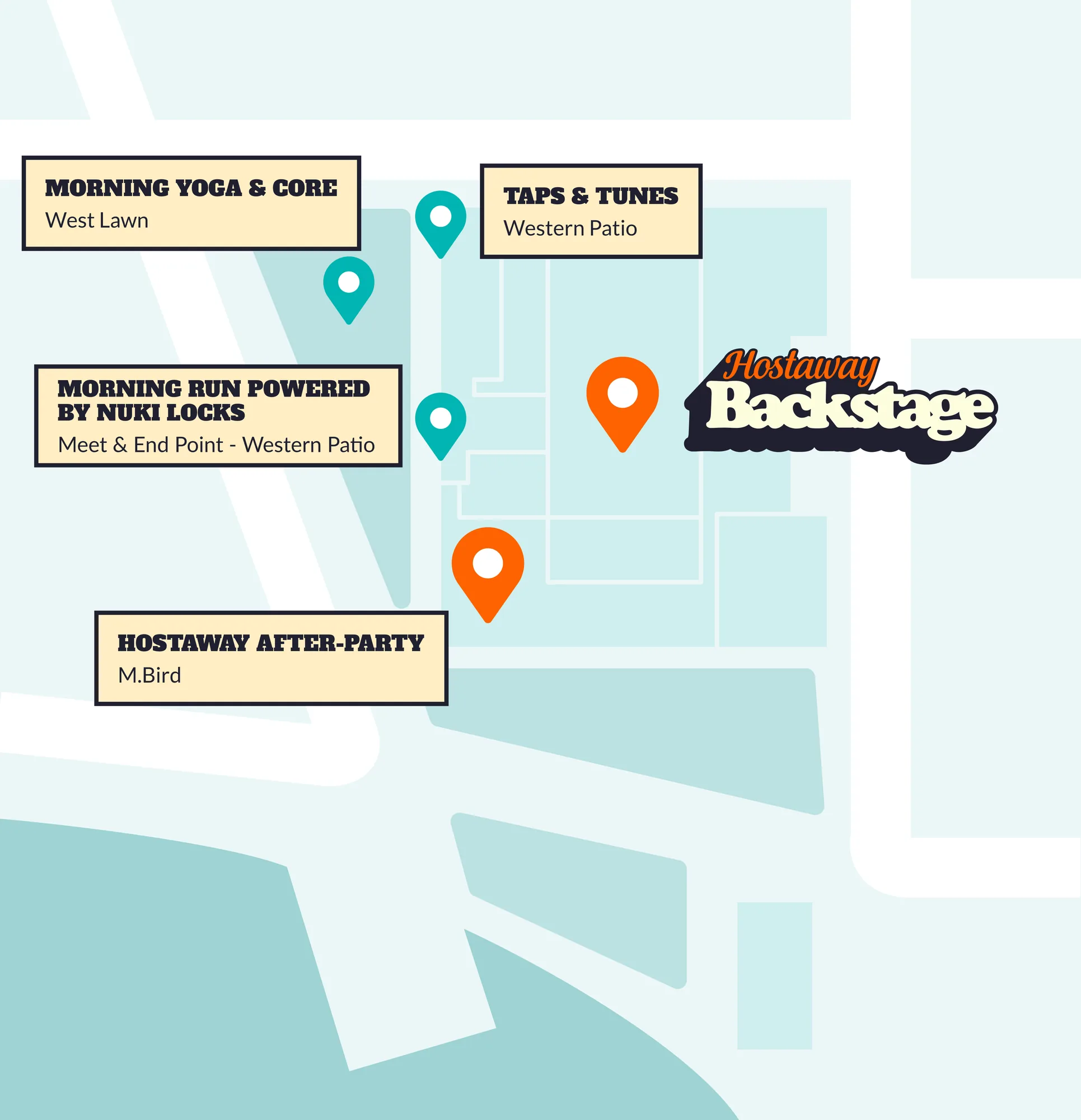 Map of Backstage activities around Armature Works
